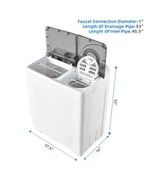 26lbs Portable Semi-automatic Twin Tub Washing Machine with Drain Pump