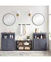 Slickblue Bathroom Storage Floor Cabinet Free Standing With Double Shutter Door And Adjustable Shelf