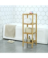 Slickblue Wicker Bathroom Shelf Stand 4-Tier Multifunctional Storage Rack Shelving Unit