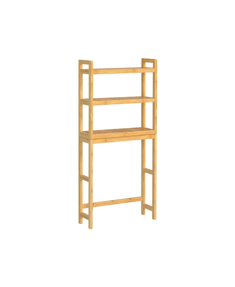 Slickblue 4-Tier Over-the-Toilet Storage Shelf in Natural Beige – Space-Saving Organizer