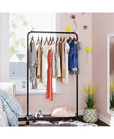 Slickblue Clothes Rack with Wheels, Garment Rack, Dense Mesh Shelf, 2 Brakes, Sturdy Steel Frame