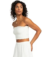 Roxy Juniors' Warm Waters Smocked Eyelet Crop Top