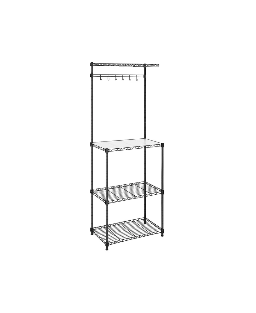 Slickblue Kitchen Baker s Rack, Adjustable Microwave Stand, Space-saving Storage Rack With 4 Shelves 6 Hooks