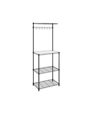 Slickblue Kitchen Baker s Rack, Adjustable Microwave Stand, Space-saving Storage Rack With 4 Shelves 6 Hooks