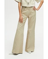 Nocturne Women's Wide Leg Jeans with Zipper Detail at Waist