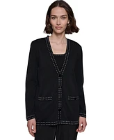 Karl Lagerfeld Women's Contrast-Stitch Button-Up Cardigan