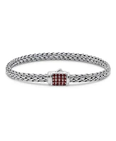 Devata Garnet & Dragon Bone Oval 5mm Chain Bracelet Sterling Silver