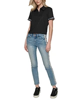 Karl Lagerfeld Paris Women's Logo-Tape Polo Top