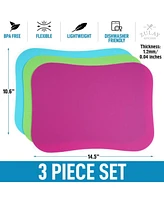 Non-Slip Flexible Cutting Board Set - Dishwasher Friendly Mats For Cooking of 3