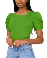 1.state Women's Puff Sleeve Short Knit T-shirt