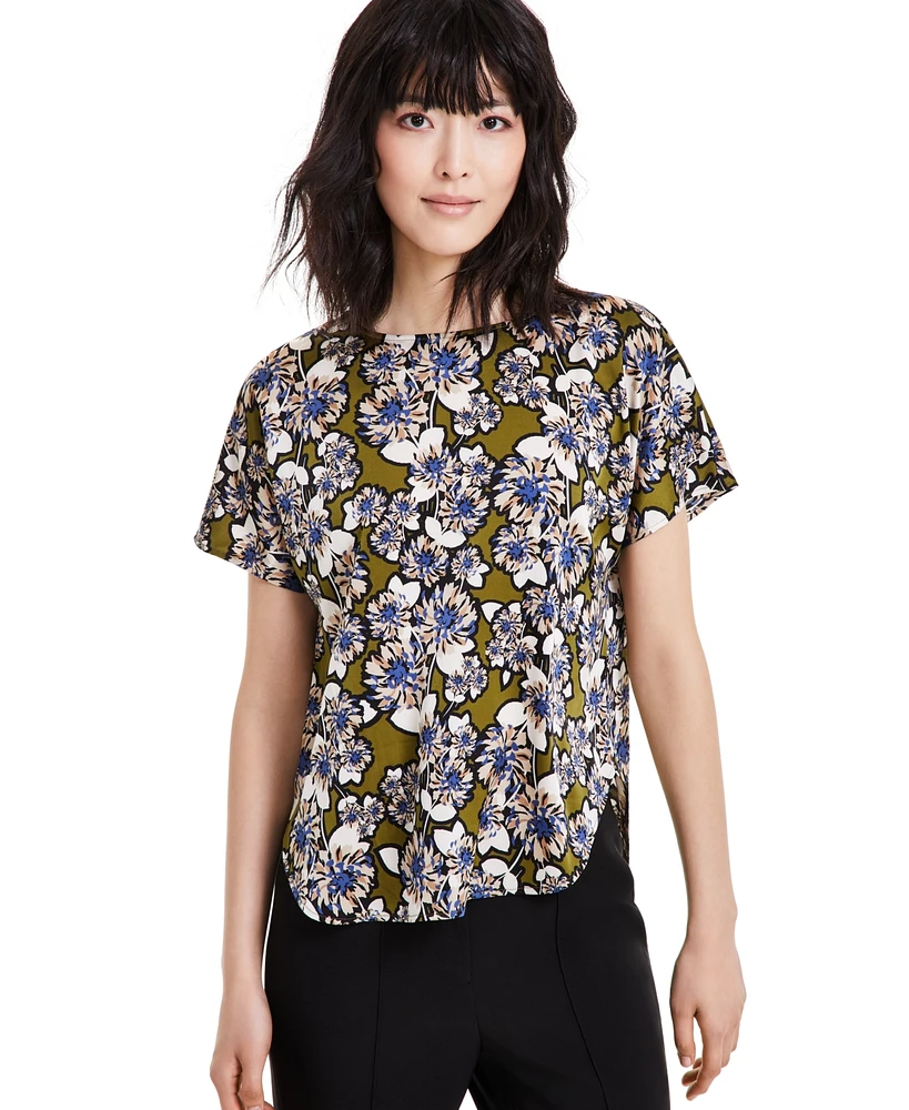 Anne Klein Women's Pull-On Floral Short-Sleeve Top