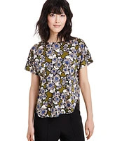 Anne Klein Women's Pull-On Floral Short-Sleeve Top