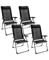 Gymax 4PCS Patio Folding Dining Chairs Portable Camping Headrest Adjust Black