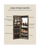 Slickblue Lockable Jewelry Cabinet Armoire Rustic Brown