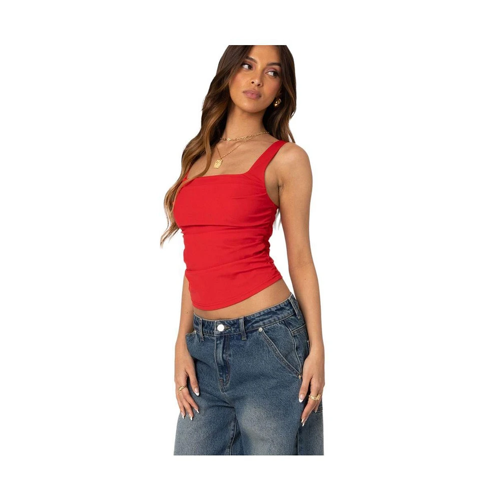Edikted Women's Rio ruched square neck top