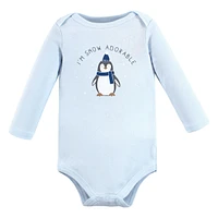 Hudson Baby Boys Cotton Long-Sleeve Bodysuits, Arctic Animals, 3-6 Months
