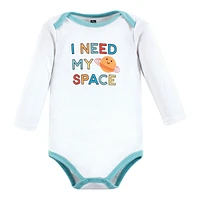 Hudson Baby Boys Unisex Cotton Long-Sleeve Bodysuits, Happy planets 3-Pack - 3