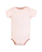 Hudson Baby Girls Cotton Bodysuits, Cinnamon Pink Prints, 7-Pack