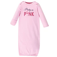 Hudson Baby Baby Girls Cotton Gowns, Bright Flamingo, 0-6 Months