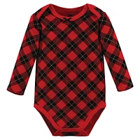 Hudson Baby Girls Cotton Long-Sleeve Bodysuits, Fancy Rudolph, 3-Pack