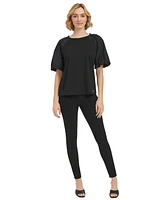 Calvin Klein Women's Mixed Media Puff Sleeve Top