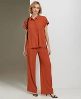 Calvin Klein Womens Crinkle Shirt Drawstring Pants
