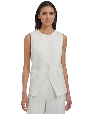 Calvin Klein Women's Linen-Blend Collarless Vest