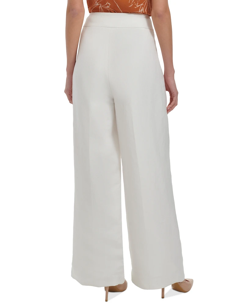 Calvin Klein Women's Wide-Leg Linen-Blend Pants