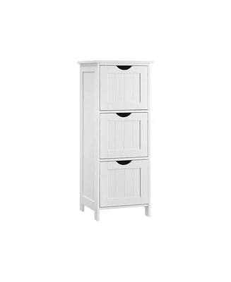 Slickblue Bathroom Cabinet Floor Cabinet, Free-standing Storage Cabinet With 3 Drawers, Matte White