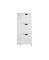 Slickblue Bathroom Cabinet Floor Cabinet, Free-standing Storage Cabinet With 3 Drawers, Matte White