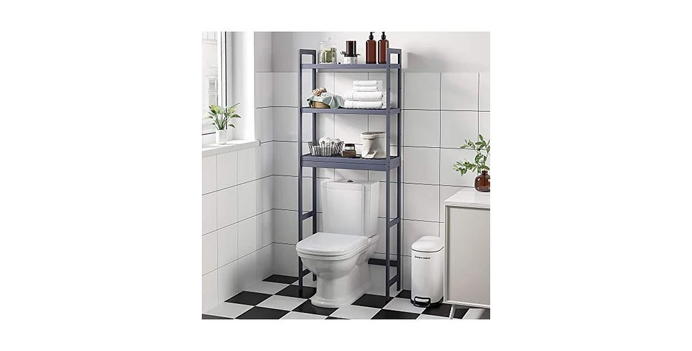 Slickblue 4-Tier Over-the-Toilet Storage Shelf Natural Beige – Space-Saving Organizer