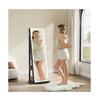 Slickblue Standing Led Mirror Jewelry Cabinet