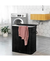 Slickblue Bamboo Laundry Basket with Cotton Handles