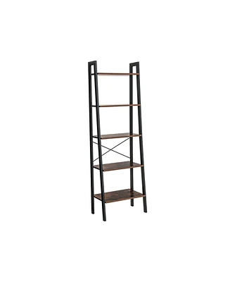 Slickblue 5-tier Bookcase, Plant Stand And Storage Rack Wood Look Accent Furniture With Metal Frame