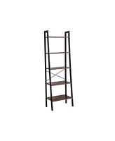 Slickblue 5-tier Bookcase, Plant Stand And Storage Rack Wood Look Accent Furniture With Metal Frame