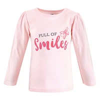 Hudson Baby Girls Long Sleeve T-Shirts, Cinnamon Pink Prints