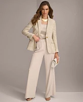 Donna Karan Womens Tweed Blazer Wide Leg Pleat Front Pant