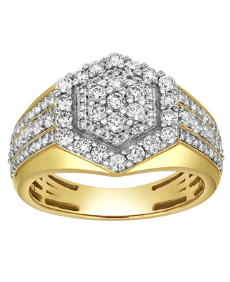 LuvMyJewelry World Champ Natural Certified Diamond 1.45 cttw Round Cut 14k Yellow Gold Statement Ring for Men