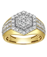 LuvMyJewelry World Champ Natural Certified Diamond 1.45 cttw Round Cut 14k Yellow Gold Statement Ring for Men