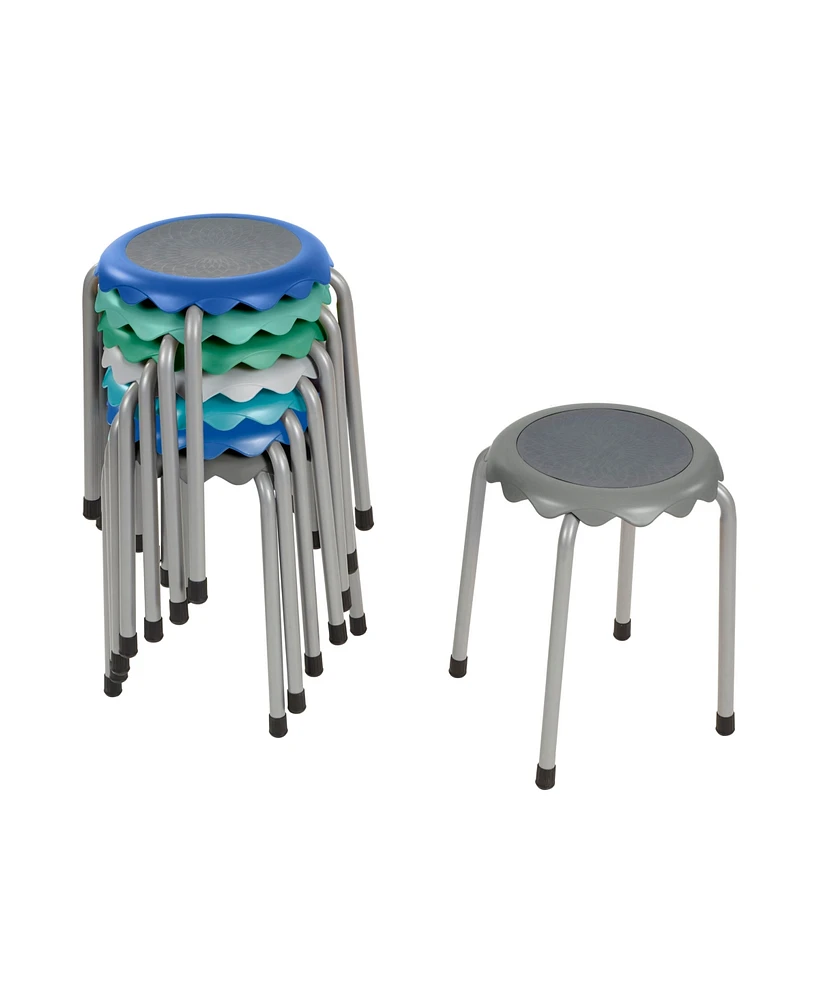 ECR4Kids Daisy Stackable Stool Set, Contemporary, 8-Piece