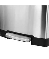 Elama 40 Liter 2 Compartment Large 10.6 Gallon Split Stainless Steel Step Trash Bin with Slow Close Mechanism