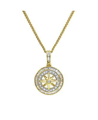 LuvMyJewelry Helios Shield Natural Baguette Cut Diamond Pendant (1.01 cttw) in 14k Yellow Gold for Women & Men