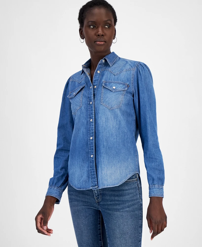 Nautica Jeans Women's Western Cotton Denim Shirt