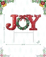 Glitzhome 23.75''L Metal Christmas "Joy" Yard Stake