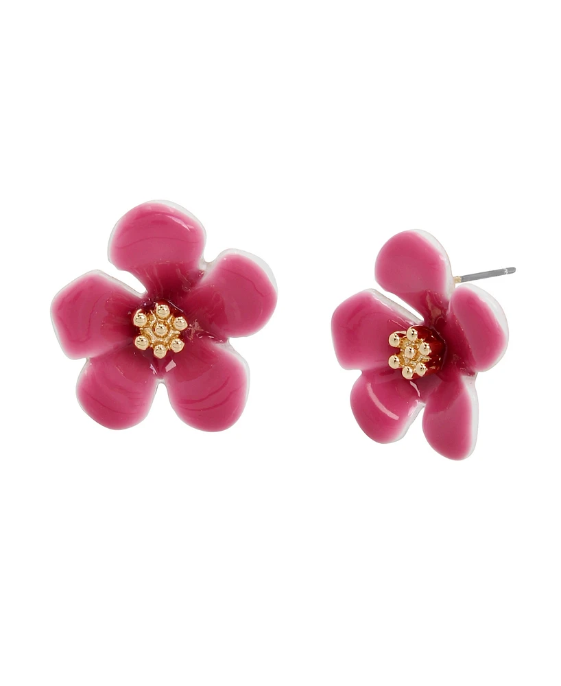 Betsey Johnson Enamel Tropical Flower Stud Earrings