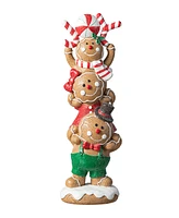 Glitzhome 12.5"H Christmas Resin Stacked Gingerbread Table Decor