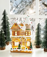 Glitzhome 12"H Resin Lighted Christmas Gingerbread House Table Decor