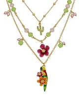 Betsey Johnson Faux Stone Parrot Layered Necklace