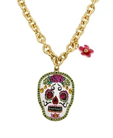 Betsey Johnson Faux Stone Sugar Skull Pendant Necklace