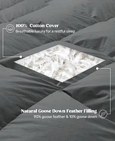 Unikome 100% Cotton Cover Goose Feather Down Comforter